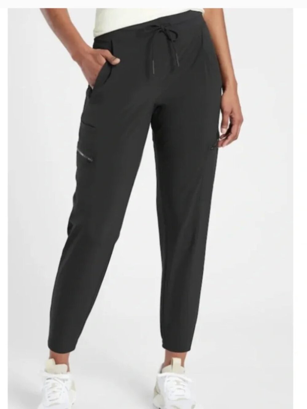 Athleta Venture Pant 2 Black Jogger Athletic Casual Travel Pull On Drawstring